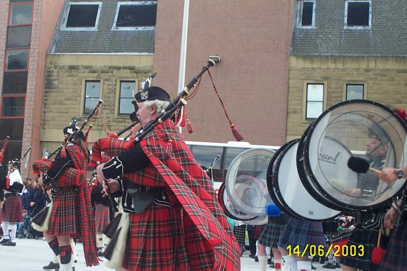 Bagpipers in Full Parade