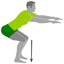 animmated man doing a bodyweight squat