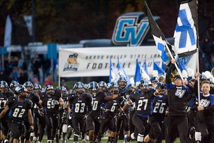 Grand Valley Football Running out of the Tunnel