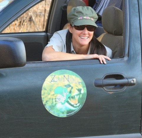 zulu nyala logo on door of vehicle and link to zulu nyala safari game lodge webpage