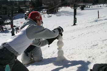 Dan making a snowman