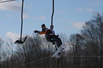 Pat and Corky on chairlift